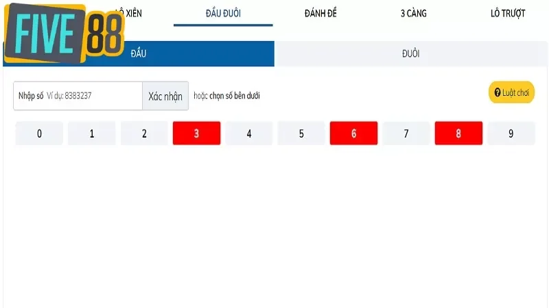 Lô đầu câm khi chơi xổ số lô đề tại FIVE88