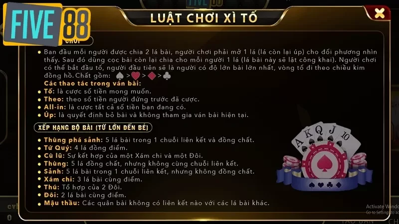 Xì Dách đổi thưởng trực tuyến tại FIVE88